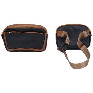 ✨ Black & Tan Faux Leather Belt Bag / Fanny Pack ✨